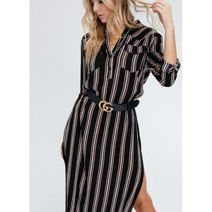 Black Striped Maxi Tunic